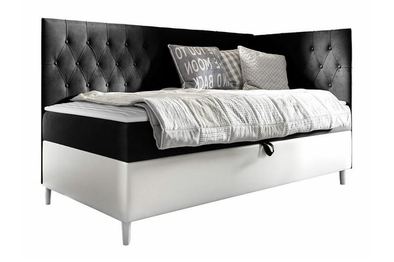 Sängram Boisdale 80x200 cm - Svart/Hvit - Møbler - Senger - Sengeramme & sengestamme