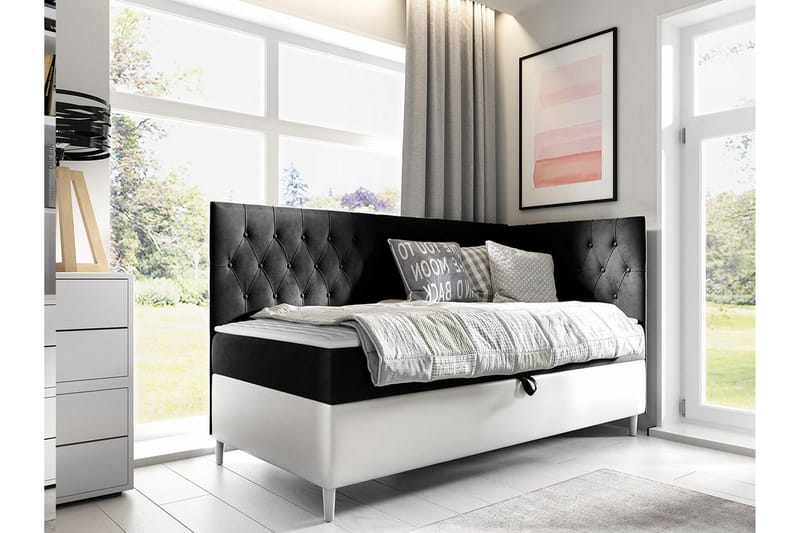 Sängram Boisdale 80x200 cm - Svart/Hvit - Møbler - Senger - Sengeramme & sengestamme