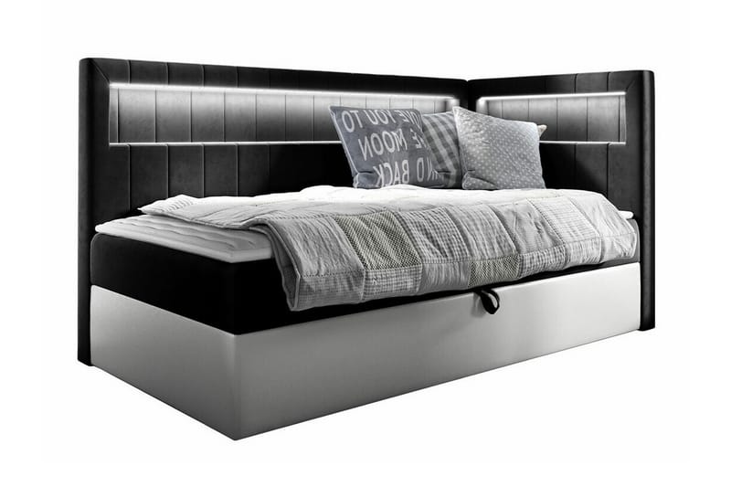 Sängram Boisdale 80x200 cm - Svart/Hvit - Møbler - Senger - Sengeramme & sengestamme