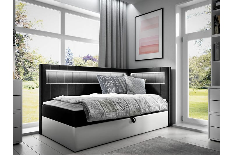 Sängram Boisdale 80x200 cm - Svart/Hvit - Møbler - Senger - Sengeramme & sengestamme