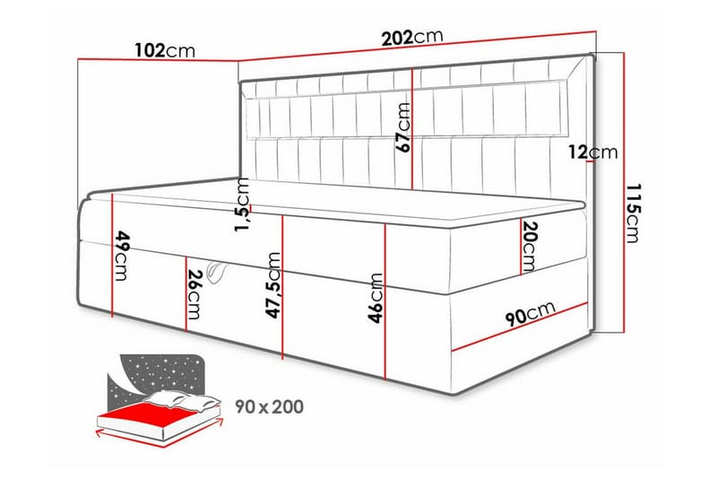 Sängram Boisdale 90x200 cm - Gul/Hvit - Møbler - Senger - Sengeramme & sengestamme