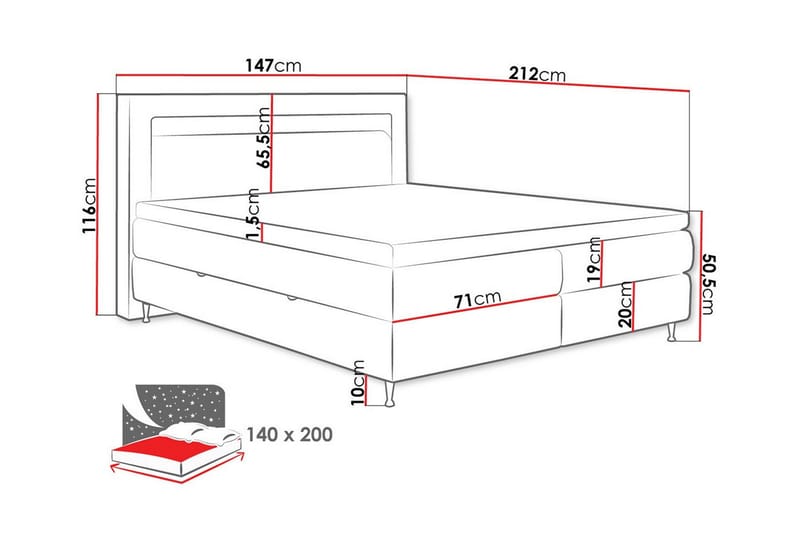 Sängram Derry 140x200 cm - Møbler - Senger - Sengeramme & sengestamme