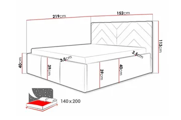 Sängram Derry 140x200 cm - Møbler - Senger - Sengeramme & sengestamme