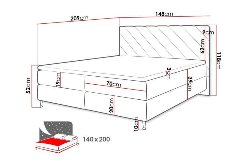 Sängram Derry 140x200 cm - Møbler - Senger - Sengeramme & sengestamme