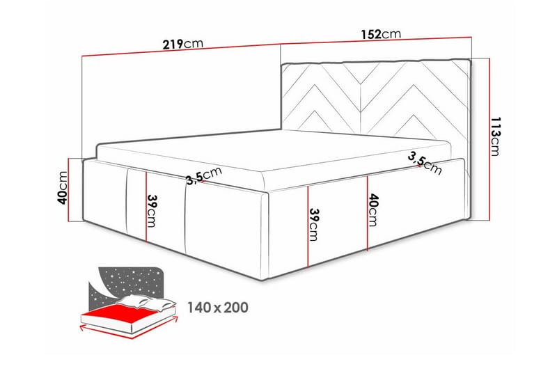 Sängram Derry 140x200 cm - Møbler - Senger - Sengeramme & sengestamme