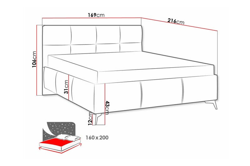 Sängram Derry 160x200 cm - Beige - Sengeramme & sengestamme