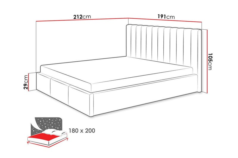 Sängram Derry 180x200 cm - Grå - Møbler - Senger - Sengeramme & sengestamme
