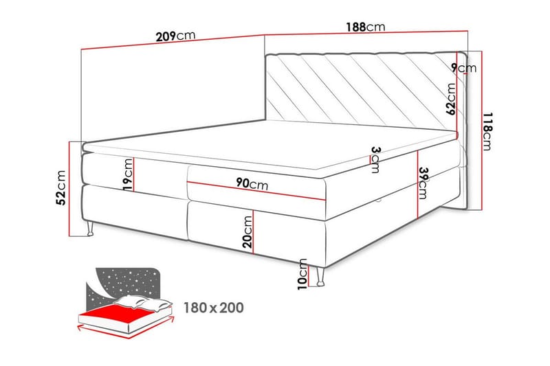 Sängram Derry 180x200 cm - Møbler - Senger - Sengeramme & sengestamme