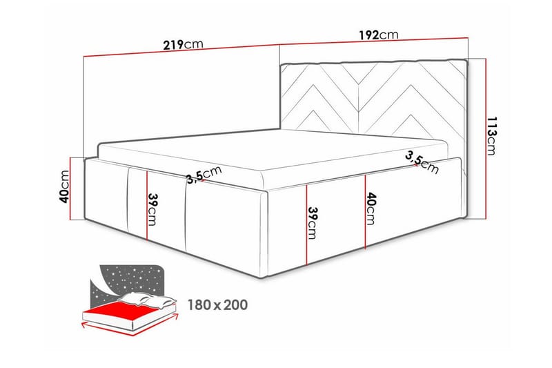 Sängram Derry 180x200 cm - Møbler - Senger - Sengeramme & sengestamme