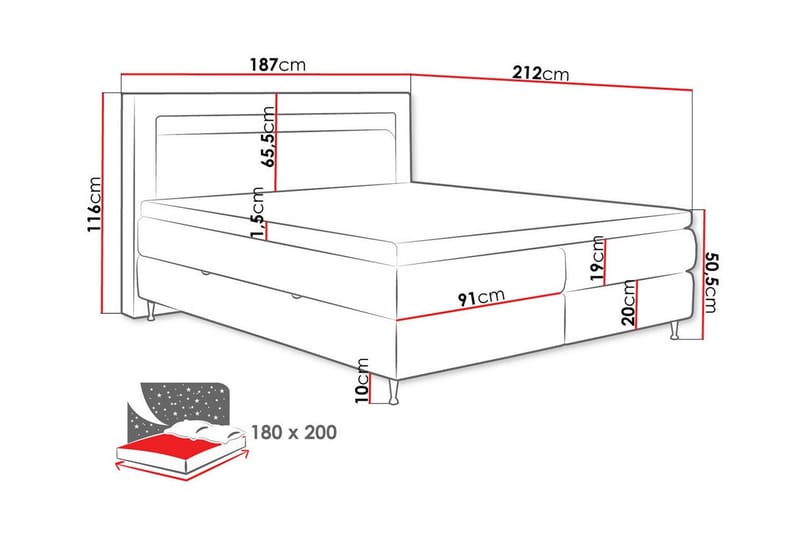 Sängram Derry 180x200 cm - Møbler - Senger - Sengeramme & sengestamme