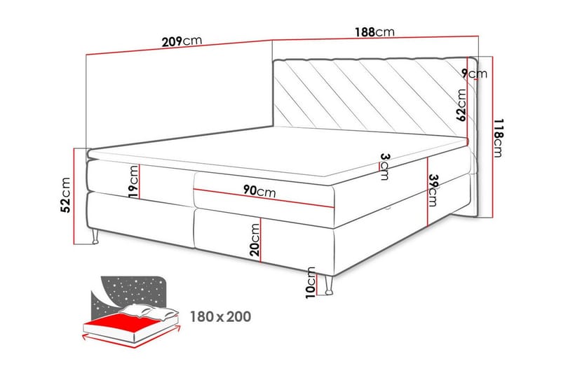 Sängram Derry 180x200 cm - Møbler - Senger - Sengeramme & sengestamme