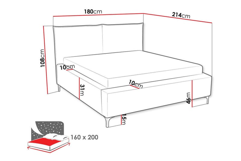 Sängram Knocklong 160x200 cm - Beige - Sengeramme & sengestamme