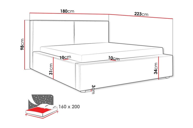 Sängram Knocklong 160x200 cm - Mørkegrå - Sengeramme & sengestamme