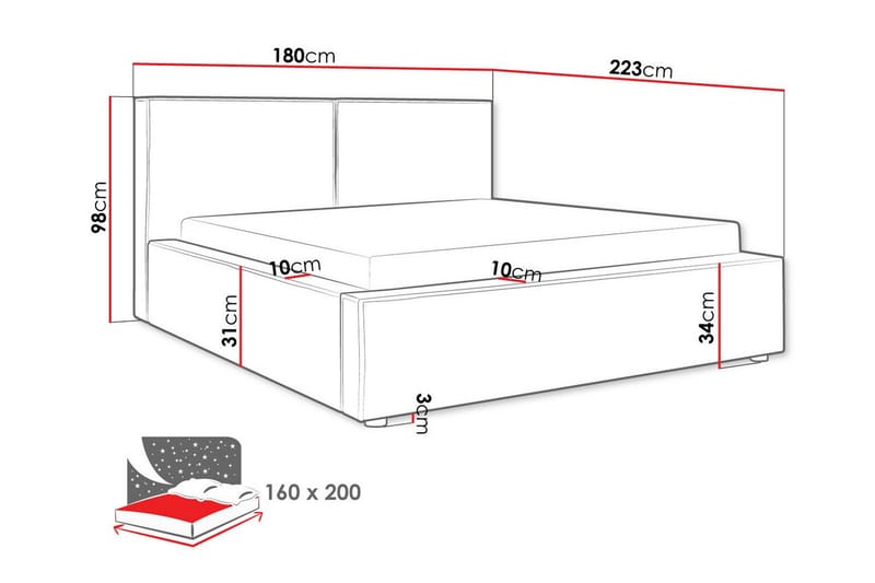 Sängram Knocklong 160x200 cm - Mørkegrå - Sengeramme & sengestamme