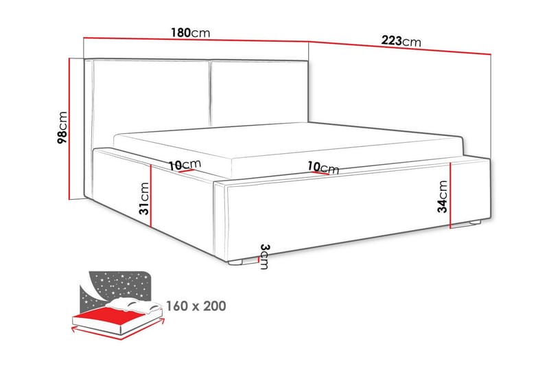 Sängram Knocklong 160x200 cm - Svart - Sengeramme & sengestamme