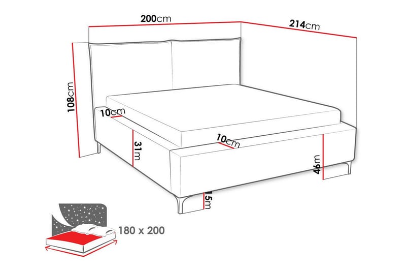 Sängram Knocklong 180x200 cm - Beige - Sengeramme & sengestamme