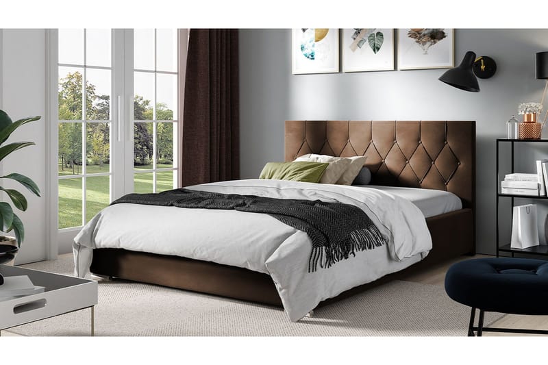Seng 207x222 cm - Brun - Møbler - Senger - Sengeramme & sengestamme