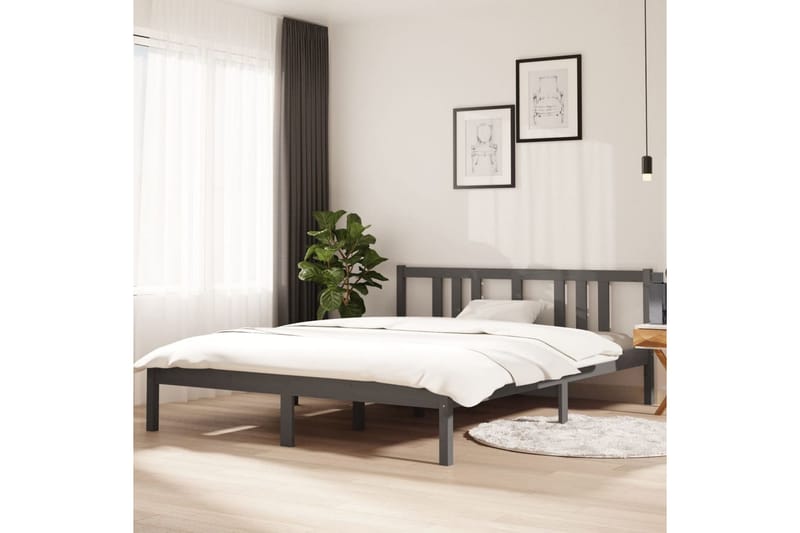 Sengeramme grå heltre 150x200 cm 5FT King Size - Grå - Sengeramme & sengestamme
