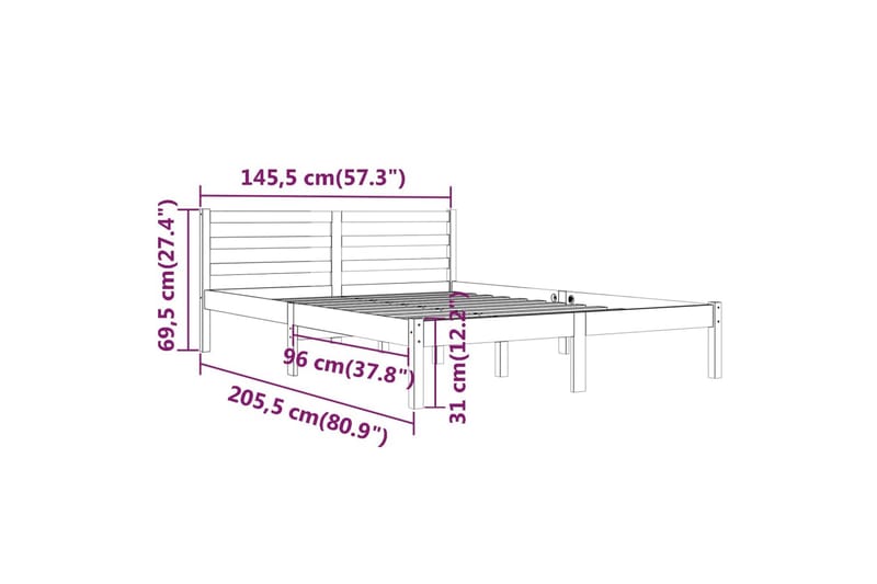Sengeramme heltre furu 140x200 cm - Brun - Sengeramme & sengestamme