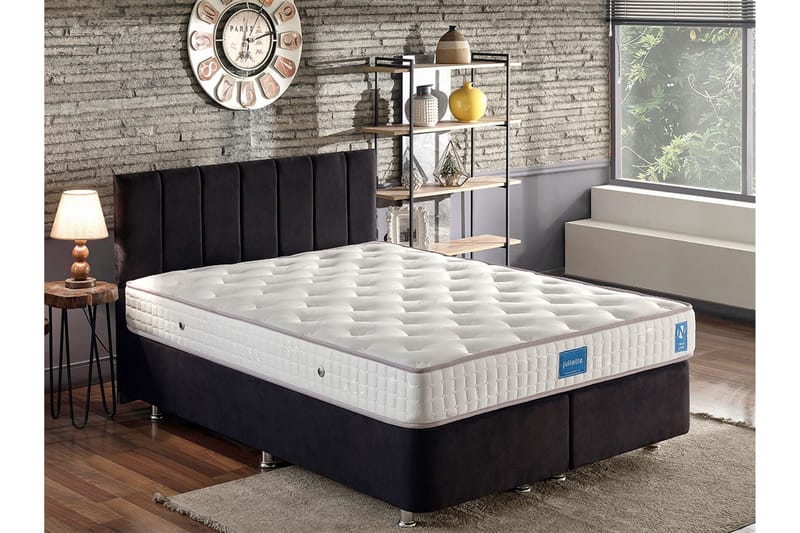 Sengeramme Huanal Dubbel med Sengegavl 150x200 cm - Svart - Møbler - Senger - Sengeramme & sengestamme