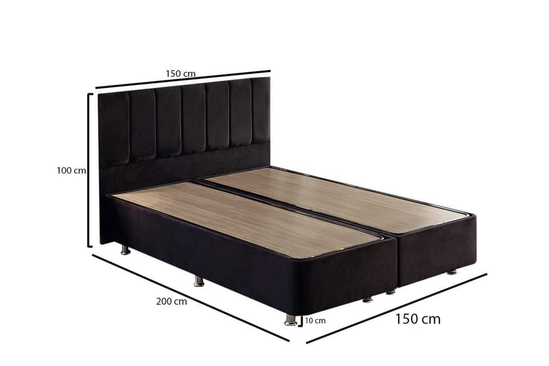 Sengeramme Huanal Dubbel med Sengegavl 150x200 cm - Svart - Møbler - Senger - Sengeramme & sengestamme