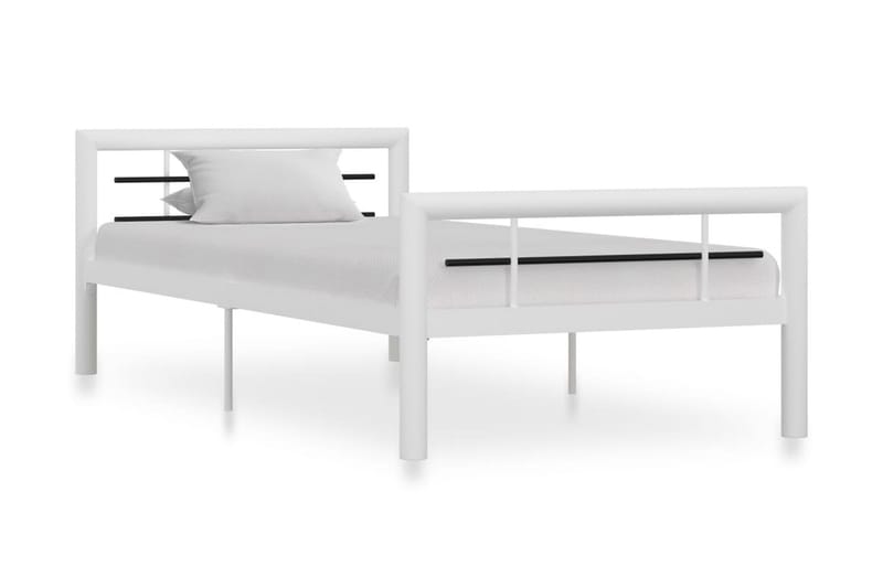 Sengeramme hvit og svart metall 90x200 cm - Hvit - Sengeramme & sengestamme