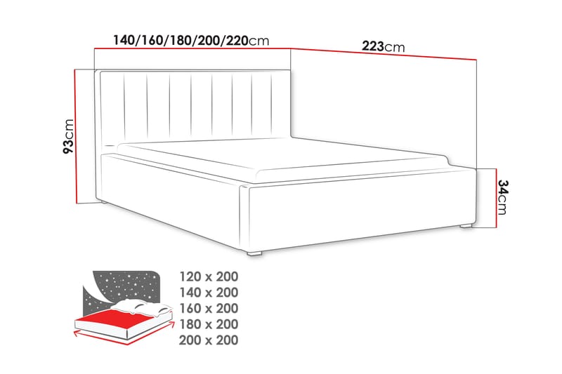 Sengeramme Kalliopi 120x200 cm - Beige - Sengeramme & sengestamme