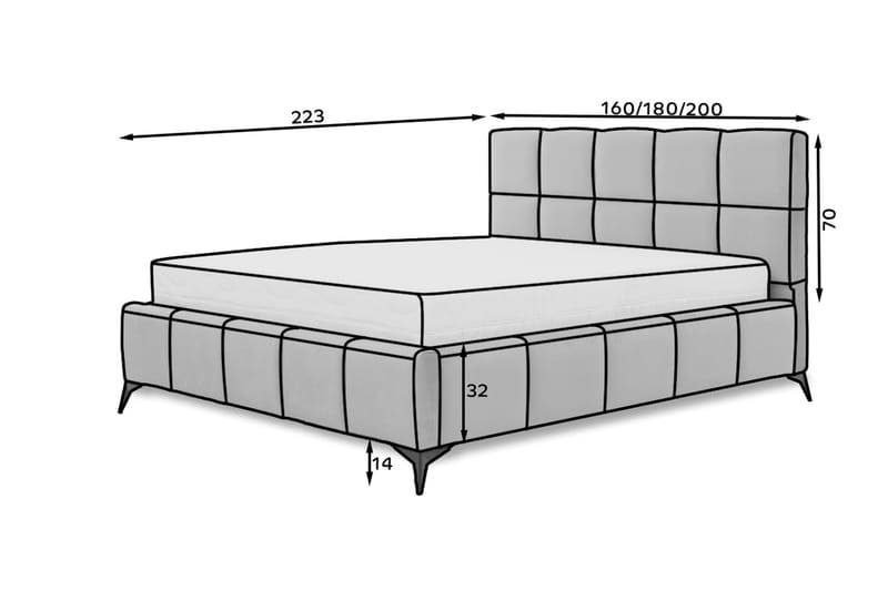 Sengeramme Kanika med Oppbevaring 140x200 cm - Blå - Sengeramme & sengestamme