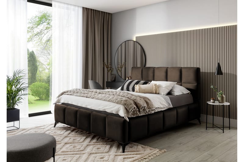 Sengeramme Kanika med Oppbevaring 140x200 cm - Brun - Møbler - Senger - Sengeramme & sengestamme