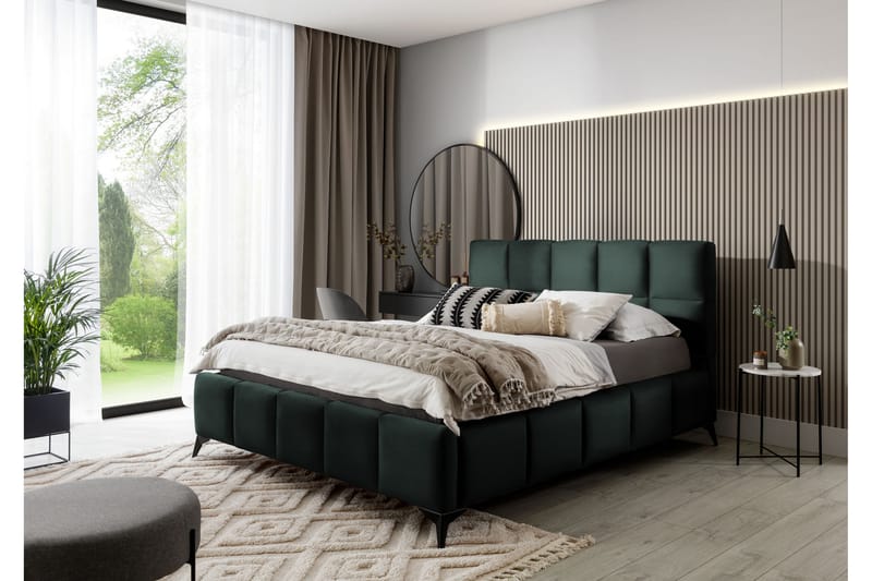 Sengeramme Kanika med Oppbevaring 140x200 cm - Grønn - Møbler - Senger - Sengeramme & sengestamme