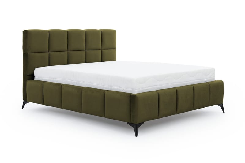Sengeramme Kanika med Oppbevaring 140x200 cm - Olivengrønn - Møbler - Senger - Sengeramme & sengestamme
