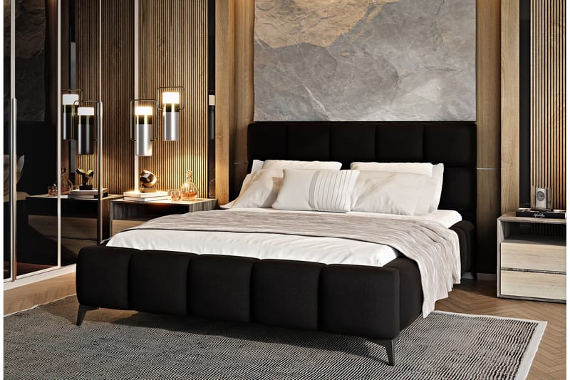 Sengeramme Kanika med Oppbevaring 140x200 cm - Svart - Møbler - Senger - Sengeramme & sengestamme