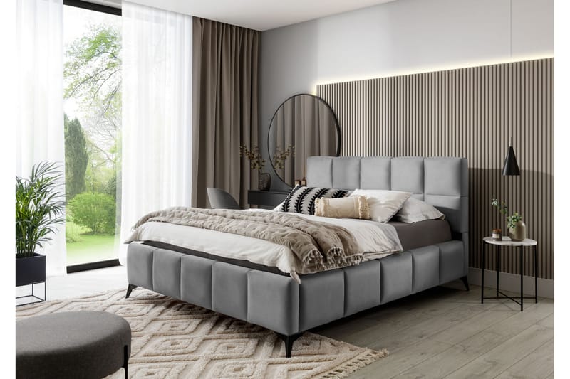 Sengeramme Kanika med Oppbevaring 160x200 cm - Grå - Møbler - Senger - Sengeramme & sengestamme