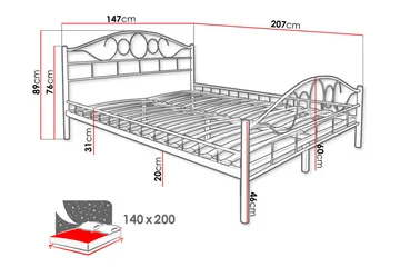 Sengeramme NOREMI 140x200 - Hvit - Møbler - Senger - Sengeramme & sengestamme