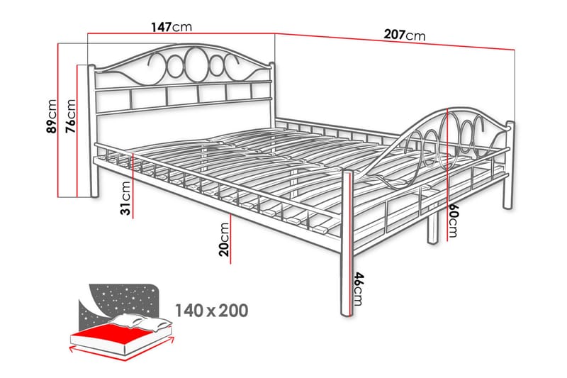 Sengeramme NOREMI 140x200 - Svart - Sengeramme & sengestamme