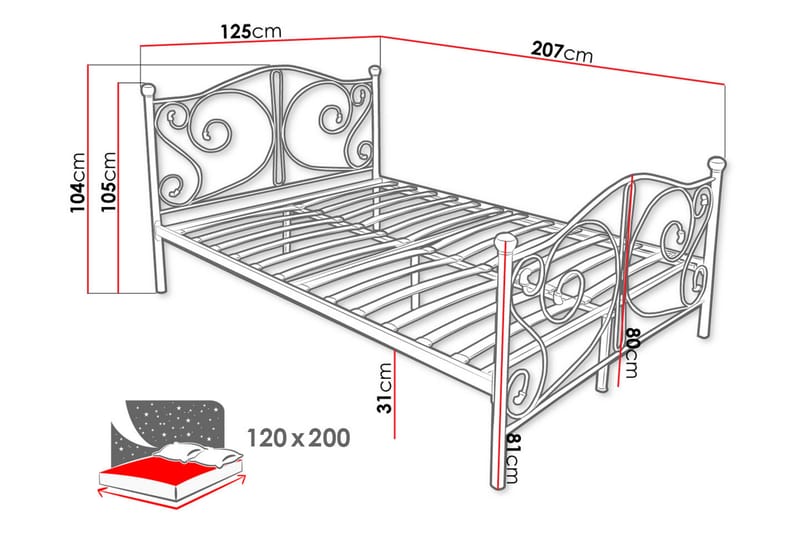 Sengeramme ROLEMI 120x200 - Svart - Sengeramme & sengestamme