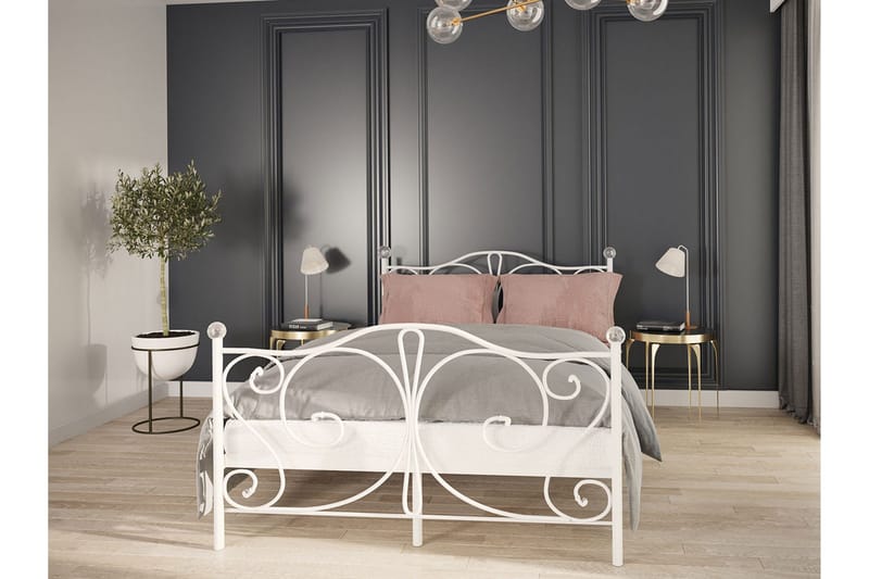 Sengeramme ROLEMI 140x200 - Hvit - Møbler - Senger - Sengeramme & sengestamme