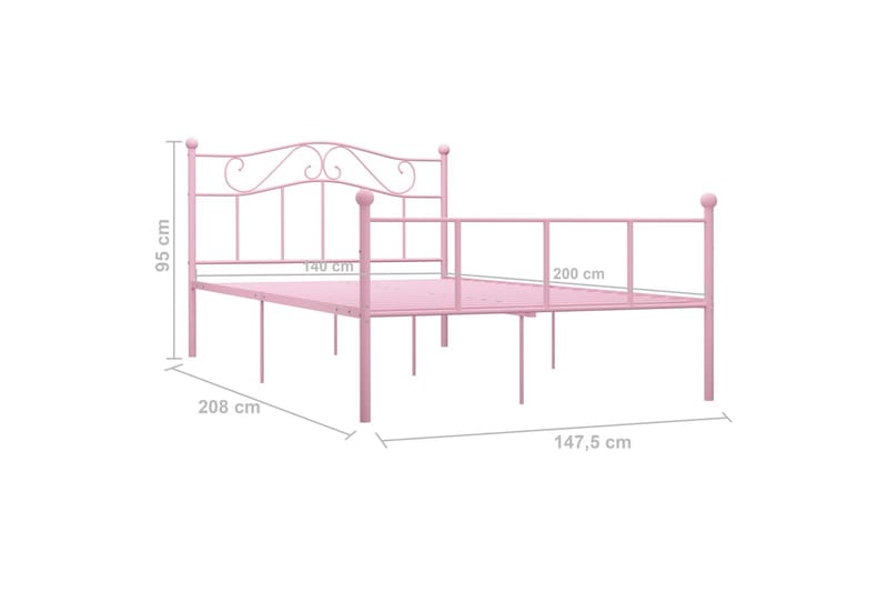Sengeramme rosa metall 140x200 cm - Sengeramme & sengestamme