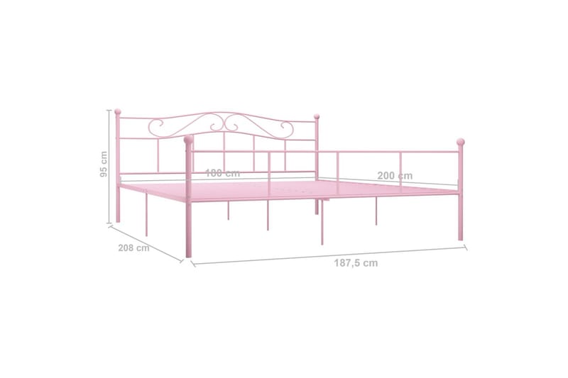 Sengeramme rosa metall 180x200 cm - Sengeramme & sengestamme