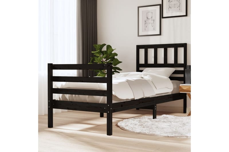 Sengeramme svart heltre 100x200 cm - Svart - Sengeramme & sengestamme