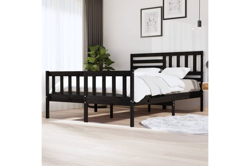Sengeramme svart heltre 150x200 cm 5FT King Size - Svart - Sengeramme & sengestamme