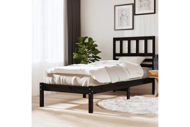 Sengeramme svart heltre 90x200 cm - Svart - Sengeramme & sengestamme