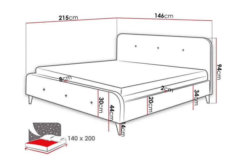 Sengestamme Montrase 140x200 cm - Cream - Sengeramme & sengestamme