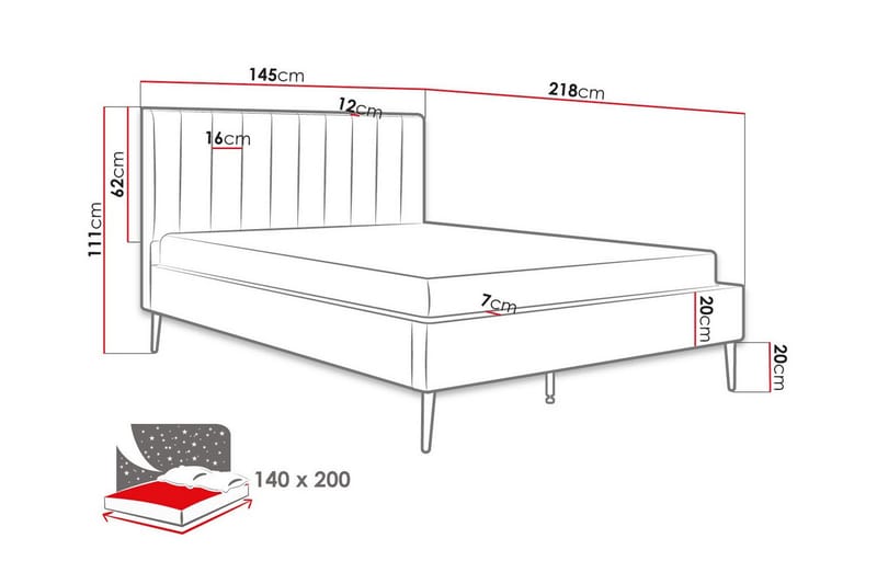 Sengestamme Montrase 140x200 cm - Cream - Sengeramme & sengestamme