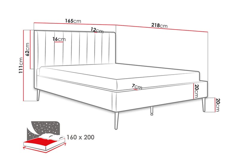 Sengestamme Montrase 160x200 cm - Cream - Sengeramme & sengestamme