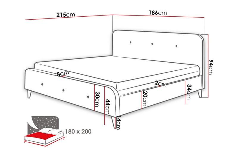 Sengestamme Montrase 180x200 cm - Cream - Sengeramme & sengestamme