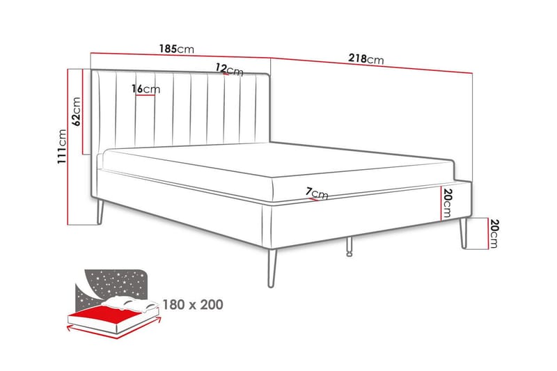 Sengestamme Montrase 180x200 cm - Cream - Sengeramme & sengestamme