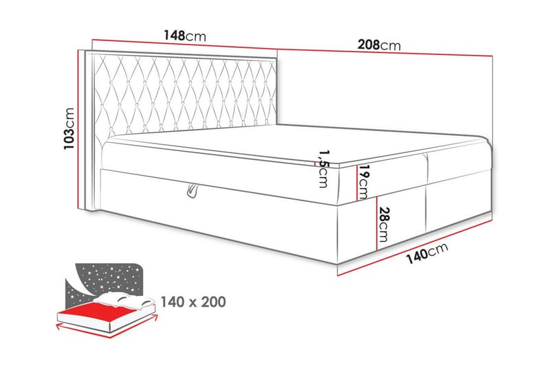 Sengestamme Oberting 140x200 cm - Beige/Tre - Sengeramme & sengestamme