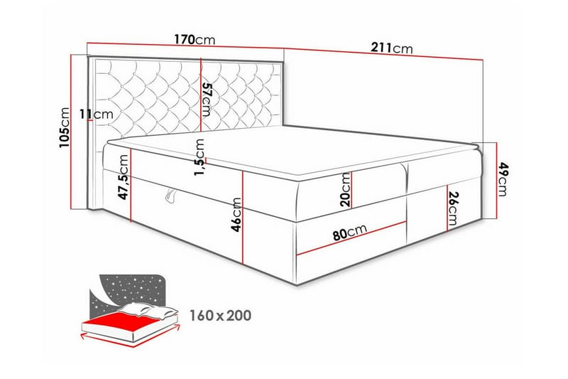 Sengestamme Oberting 160x200 cm - Beige/Tre - Sengeramme & sengestamme