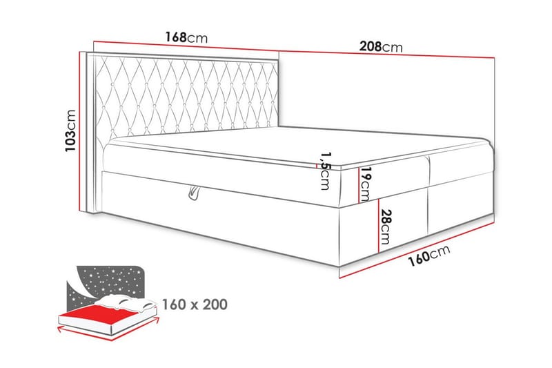 Sengestamme Oberting 160x200 cm - Rosa/Brun - Sengeramme & sengestamme